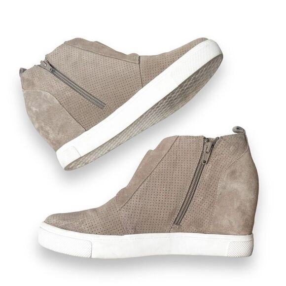 Steve Madden Wavery Hidden Wedge Taupe Suede Leather Sneaker Women’s Size 9.5 - Picture 4 of 8